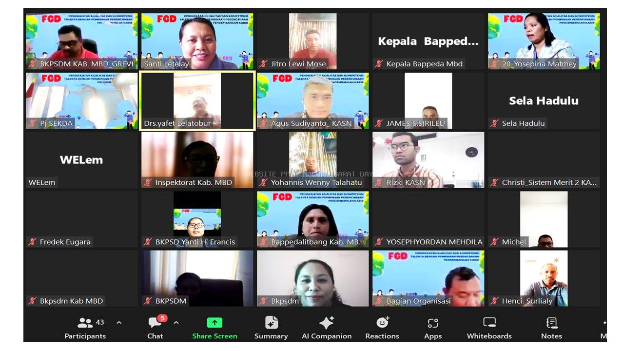 BKPSDM GELAR FGD PENINGKATAN KUALITAS DAN KOMPETENSI TALENTA PENGEMBANGAN KARIR 